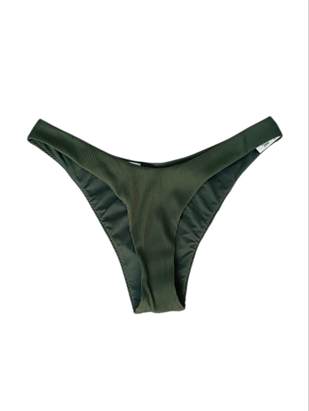 aerie Olive Ribbed High-Cut Bikini Bottom sz XS NEW